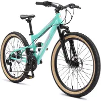 Bikestar MTB Fully staal 21speed 24inch mintgroen/roze