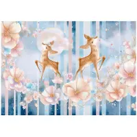 WALLARENA - Fotobehang - 400x280 cm - fototapete voor meisjes met herten en bloemen voor de kinderkamer