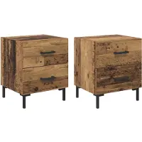 vidaXL Nachtkastje 2 st Oudhout 40 x 35 x 47,5 cm Bewerkt hout
