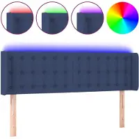 vidaXL Hoofdbord LED 147x16x78/88 cm stof blauw