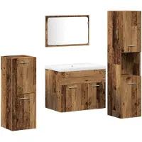 vidaXL Badkamermeubel Set 5 st Bruin 60 x 38,5 x 46 cm Bewerkt hout