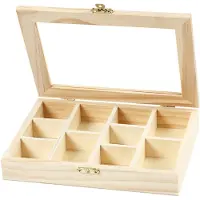Packlinq Doos met glazen deksel, afm 15,5x20,5x3,5 cm, gatgrootte 4,3x6,6 cm, 1 stuk
