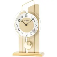 AMS Kwarts Tafelklok met slinger T1259 goudkleurig 25cm