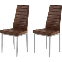 Notio Living Kate-Eetkamerstoel - Set van 2 - Bruin Microvezel