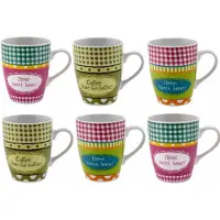 COSY&TRENDY Cosy & Trendy Mokken Set van 6 – 300 ml – Home Sweet Home! & Time for Coffee!
