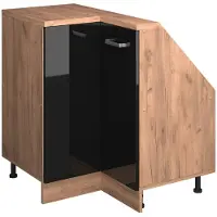 Vicco R-Line Hoekkeukenkast voor schuine wand – 75.6 cm met 1 deur Zwart hoogglans
