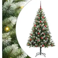 vidaXL Kunstmatige scharnierende Kerstboom met gevlochten sneeuw