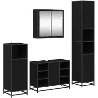 vidaXL Badkamermeubel Set 4 st Zwart Eiken 80 x 33 x 60 cm