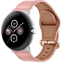 Strap-it Modern leren bandje geschikt voor Google Pixel Watch 3 45mm / Google Pixel Watch 4 45mm - Roze