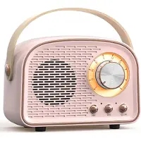 Retro Vintage Radio Bluetooth Speaker - Draadloze Stereo Speaker met FM Radio - Vintage Design - Bluetooth 5.0 Draadloze Speaker voor Kristalhelder Geluid - Perfect voor Thuis & Buiten - Roze