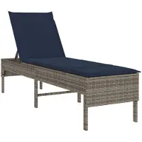 vidaXL Ligstoel met kussen grijs 55x200x44cm polyrotan