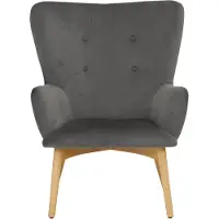 Loft 24 New York-Fauteuil met kruk in grijs fluweel
