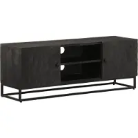 vidaXL Tv-meubel 110x30x40 cm massief mangohout en ijzer zwart
