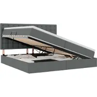 vidaXL Opslag bed met matras met opslag Donkergrijs 200 x 200 cm Stof