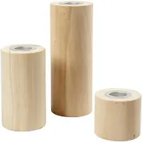 Packlinq Kandelaars, h: 14,5+9+6,5 cm, gatgrootte 2,3 cm, populier, 3stuks