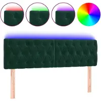 vidaXL Hoofdbord LED 144x7x78/88 cm fluweel donkergroen
