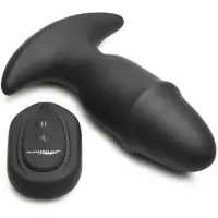 XR Brands Butt Slider - Sliding Ring Silicone Missile Plug - Black
