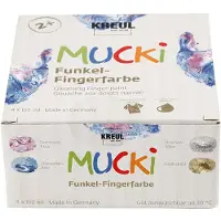 Packlinq Mucki Vingerverf, metallic blauw, goud metallic, metallic roze, zilver metallic, 4x150 ml