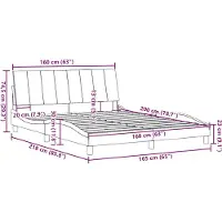 vidaXL Bedframe zonder matras "Hanko" stof taupe 160x200 cm