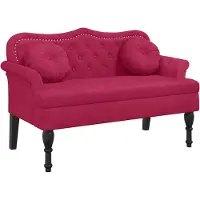 vidaXL Bankje met kussens 120,5x65x75 cm fluweel wijnrood