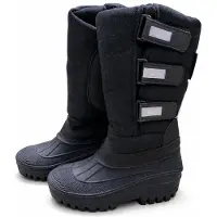 Harry's Horse Kinder Winterlaarzen – Waterdicht – Anti‑Slip – Warme Snowboots met Klittenband en Reflectie – Zwart