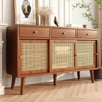 OKWISH Dressoirs 120x40x78 - Elegant Dressoir Kast Met Houten Poten - Retro Stijl - MDF - Bruin