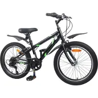 vidaXL Kinderfiets 24 Inch 6-Speed voor 8-12 jaar oud Zwart