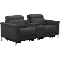 Notio Living Lund - Dubbele relaxfauteuil met elektrische functie in stof antraciet (97 x 194 x 100 cm)
