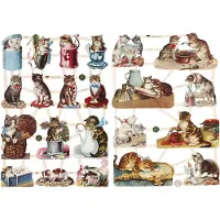Packlinq Vintage plaatjes, katten, vel 16,5x23,5 cm, 2 vel/ 1 doos
