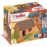 Teifoc Bouwdoos – Klein Huisje Bouwset – 35 onderdelen – Echte mini Bakstenen met Cement, Kom en Troffel – Bouwpakket voor kinderen vanaf 6 jaar
