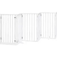vidaXL Hondenhek met deur opvouwbaar 6 panelen wit 300 cm populierenhout