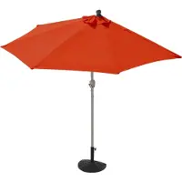 MCW Halfrond parasol Parla, half parasol balkonparasol, UV 50+ polyester/aluminium 3 kg ~ 270 cm terracotta met standaard
