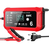 Eafc 12V 6A Acculader – Druppel en Snellader met LCD Display – Voor Auto, Motor, Boot en AGM/Loodaccu’s – Reparatiemodus