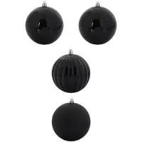 vidaXL Kerstbalset XXL 4 st Zwart Ø 20 cm Kunststof LED's