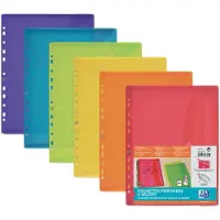 Oxford Documentmappen A4, zakken met klittenbandsluiting, om op te bergen, gesorteerd, 6 stuks
