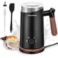 Aigostar Melkopschuimer - melkopschuimer electrisch - 4-in-1 - 130/300 ML - Warm/koud opschuimen - Verwarmen - Zwart/RVS
