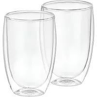 Cheffinger , Set 2 Glazen voor Dranken Dubbelwandig 350ml in Borosilicaatglas, Transparant