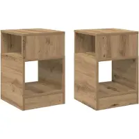 vidaXL Bijzettafel 2 st Artisan Eiken 30,5 x 30 x 45 cm Bewerkt hout