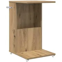 vidaXL Bijzettafel met wiel Artisan Eiken 40 x 35 x 60 cm Bewerkt hout
