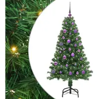 vidaXL Kunstkerstboom Groen 150 cm PVC en Staal en Kunststof