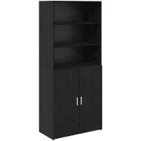 vidaXL Highboard Zwart Eiken 80 x 42,5 x 185 cm Bewerkt hout