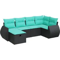 vidaXL 6-delige Loungeset met kussens poly rattan zwart