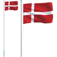 vidaXL Vlag met vlaggenmast Denemarken 6,08 m aluminium