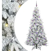 vidaXL Kunstmatige Hinged Kerstboom met 300 LED Wit 210 cm PE en PVC