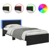 vidaXL Bedframe, zwart, eikenlook, 100 x 200 cm, houtvezel