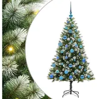 vidaXL Kunstmatige Scharnierende Kerstboom met Gevlokte Sneeuw Warmwit
