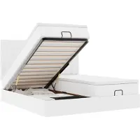 vidaXL Bed poef met matrassen en LED's 160x200cm kunstleer zuiver wit