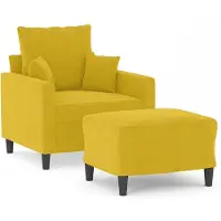 vidaXL Fauteuil met voetenbank 60 cm fluweel geel