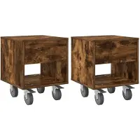 vidaXL Nachtkastje 2 st Rook Eiken 40,5 x 40 x 48 cm Bewerkt hout