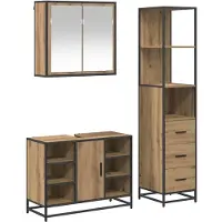 vidaXL Badkamermeubel Set 3 st Artisan Eiken 80 x 33 x 60 cm